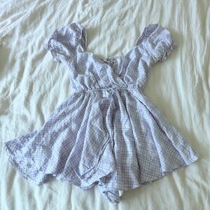 Purple Gingham Princess Polly Romper
